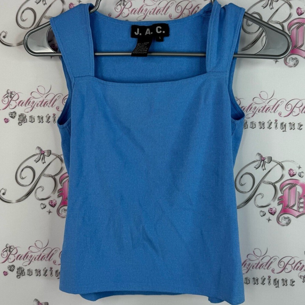 J.a.c tank top stretchy classic square neckline cami camisole Blue Top